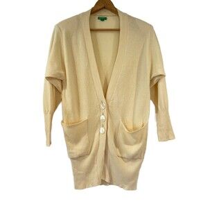 United Colors of Benetton Vintage Cream Cardigan Medium Classic Boyfriend